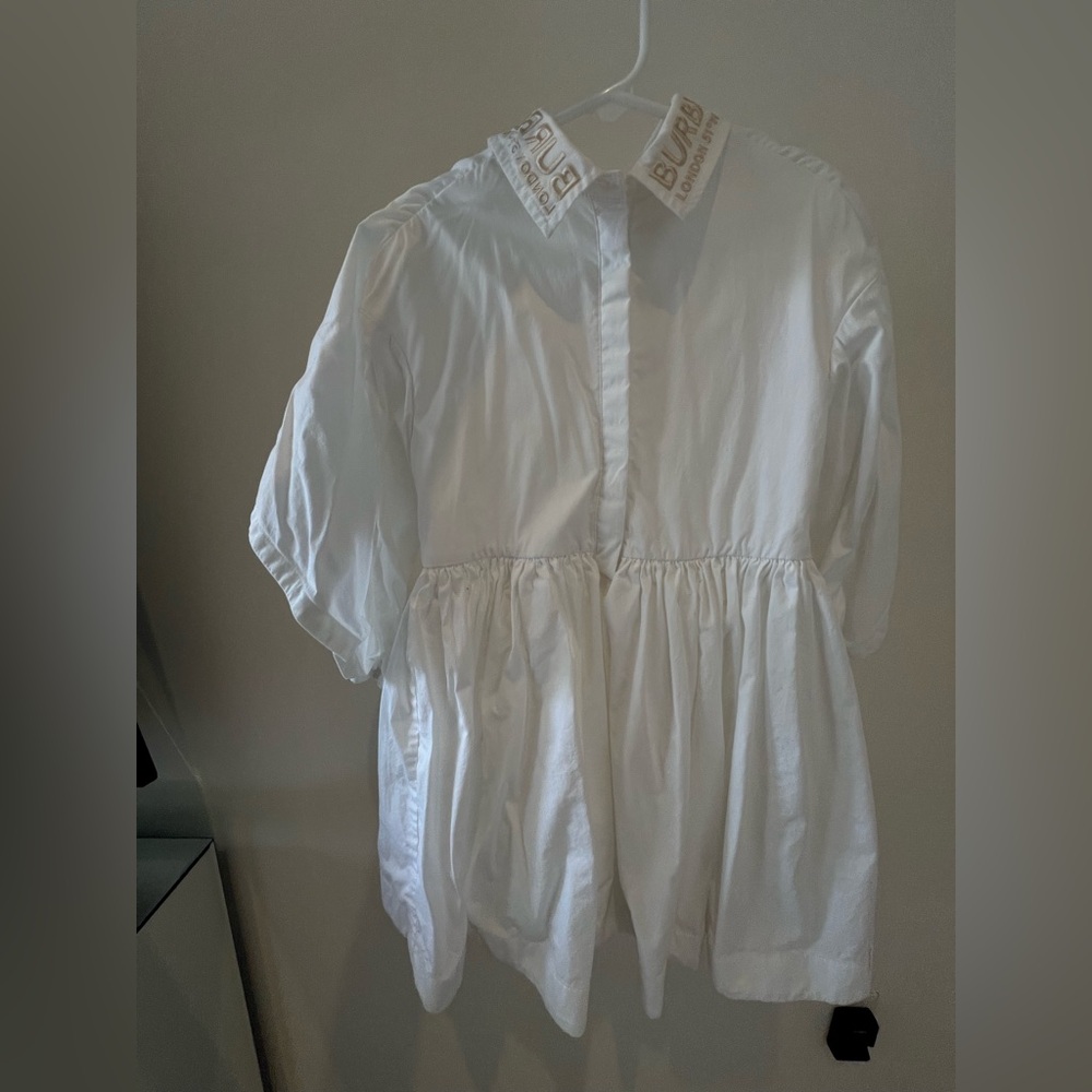 Burberry White Dress with Logo Collar